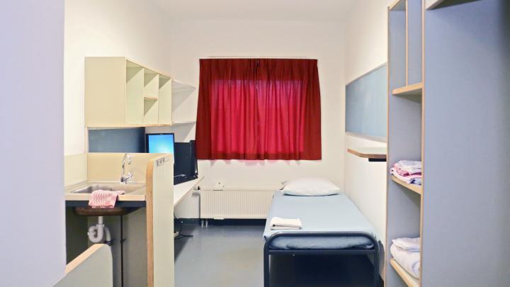 A cell at the United Nations Detention Unit in The Hague.