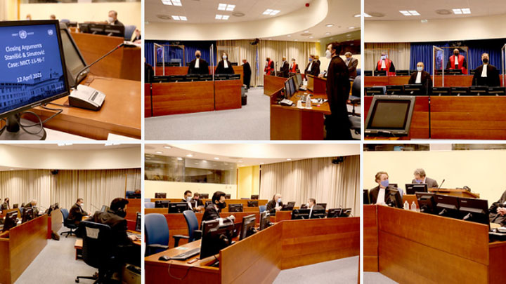 Montage of photos from the closing arguments in Prosecutor v. Jovica Stanišić and  Franko Simatović  