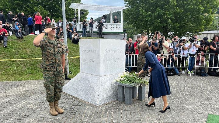 President Graciela Gatti Santana at the 27th commemoration of the Srebrenica Genocide held in Potočari.