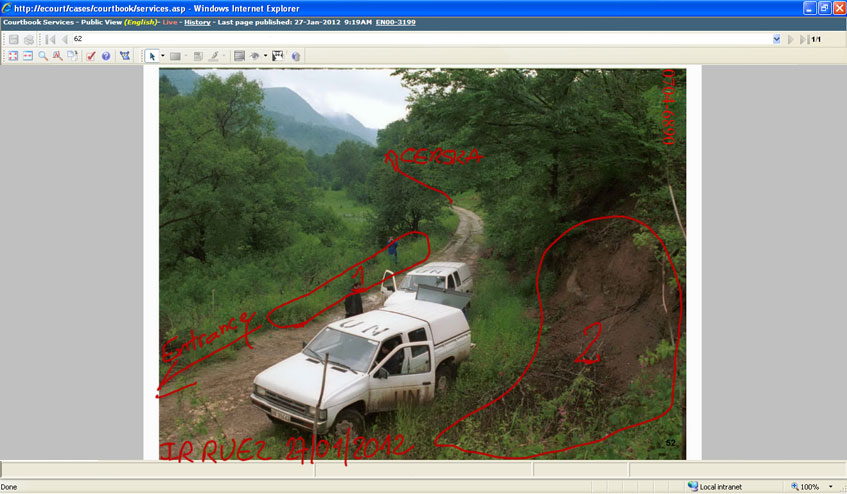 Annotated photograph of the suspect area by Witness Jean-Rene Ruez