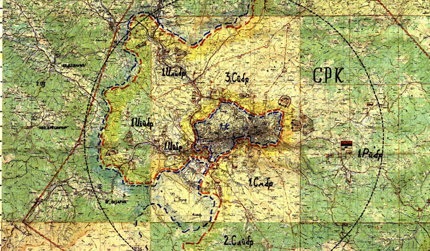 Sarajevo Sniping and Shelling Incidents, 

Detail from Base map: VRS SRK, from Sarajevo Court Binder