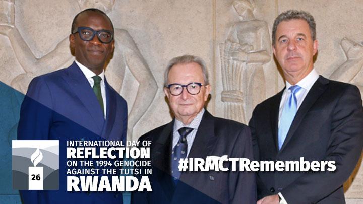 IRMCT Principals: President Carmel Agius (center) with Prosecutor Serge Brammertz (right) and Registrar Olufemi Elias (left).