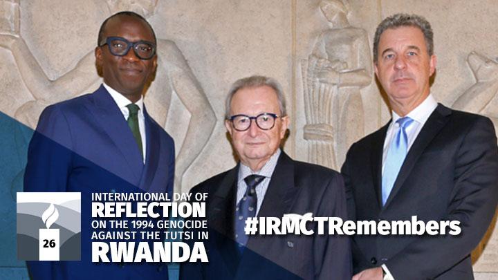 IRMCT Principals: President Carmel Agius (center) with Prosecutor Serge Brammertz (right) and Registrar Olufemi Elias (left).