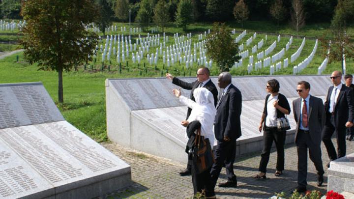 Prosecutor Jallow at the Potočari Memorial, near Srebrenica