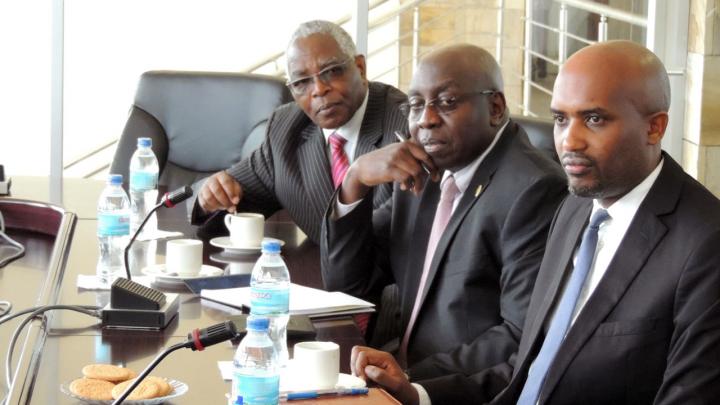 Left to right: EACJ’s Hounourable Justices Aaron Ringera and Geoffrey W.M. Kiryabwire, and EACJ’s President, Honourable Justice Dr. Emmanuel Ugirashebuja