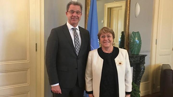 Le Procureur du Mécanisme, Serge Brammertz, et la Haute-Commissaire des Nations Unies aux droits de l’homme, Michelle Bachelet