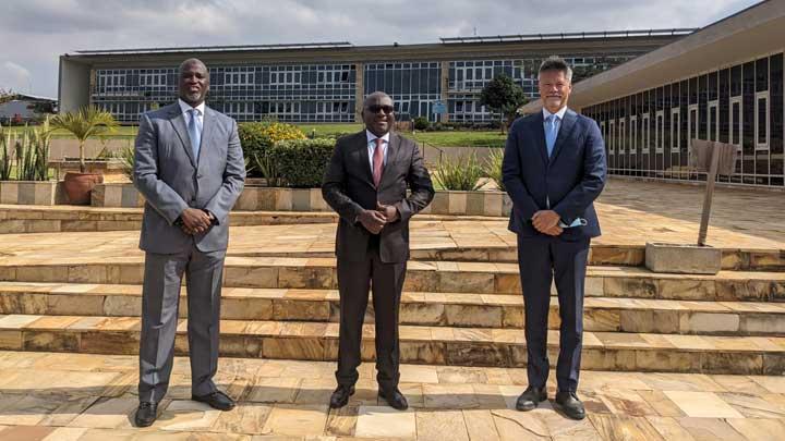 From left to right: Registrar Tambadou, Regional Commissioner of Arusha, Mr. John Mongelia, and Mr. David Falces, Chief Administrative Officer.