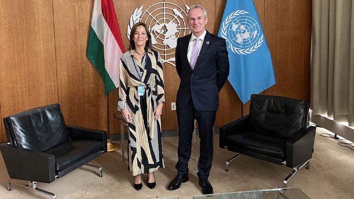 President Gatti Santana meets with the  President of the United Nations General Assembly