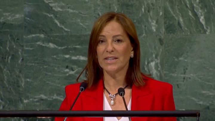 La Présidente Graciela Gatti Santana prononce une allocution devant l’Assemblée générale des Nations Unies à New York