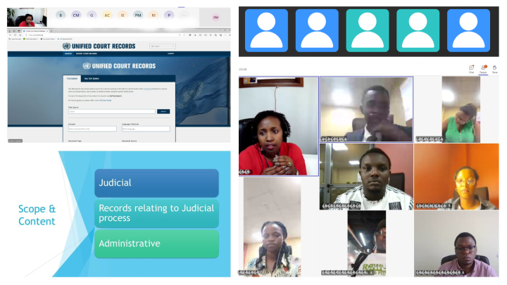 A collage of photos depicting participants on Zoom following the workshop and some slides from the presentation