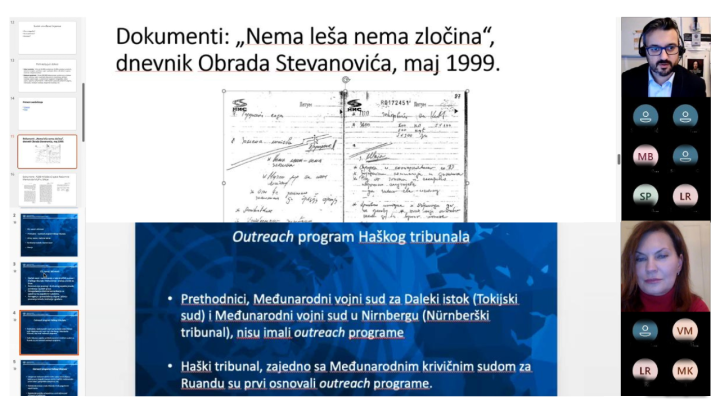 Kolaž fotografija dvoje predavača i njihovih pauer point prezentacija tokom zum predavanja