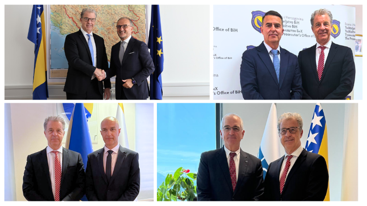 A collage of photos showing the Prosecutor meeting the officials