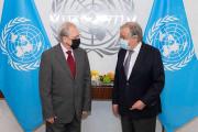Le Président du Mécanisme, le Juge Carmel Agius et le Secrétaire général de l’Organisation des Nations Unies, António Guterres.
