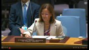 Image of the President Gatti Santana addressing the UNSC