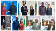 Un collage photo de la Présidente du MIFRTP, Gatti Santana, avec divers responsables rwandais lors des événements commémoratifs de Kwibuka 31.