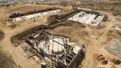 Construction of the columns and walls of the archives and court buildings have commenced.